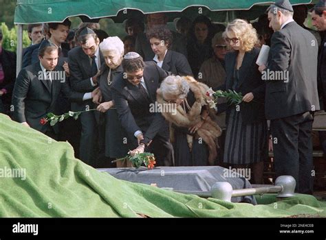 Marilyn Klinghoffer and family are shown during the funeral for Leon Klinghoffer in Kenilworth ...