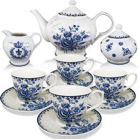 BTäT - Tea Set, China Tea Set, Tea Service, Tea Cups (8oz), Creamer and Sugar | eBay