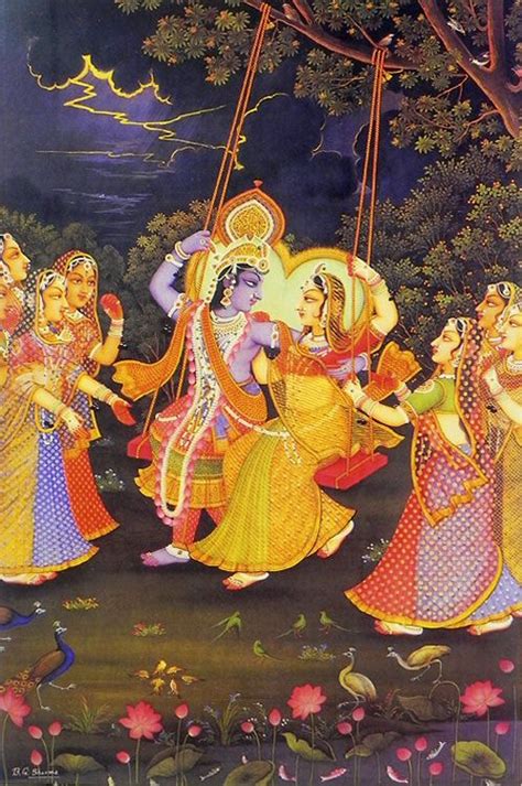 Radha Krishna on a Swing | Krishna art, Krishna painting, Krishna radha ...