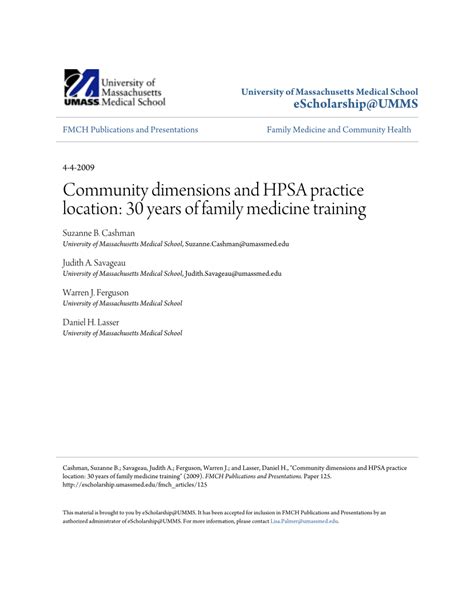 (PDF) Community Dimensions and HPSA Practice Location: 30 Years of ...