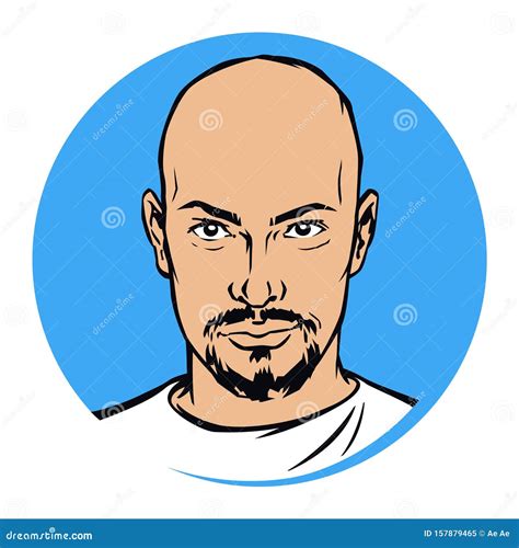 Illustration of a Bald Man with a Beard. Vector. Fashionable Brutal ...