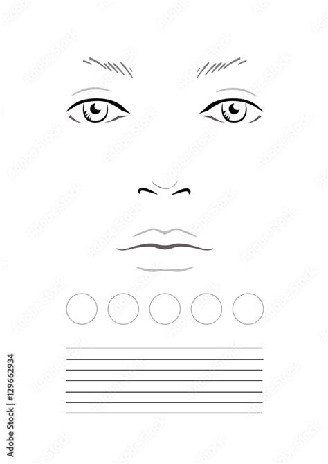 Face chart Makeup Artist Blank. Template. Vector illustration. Stock ...