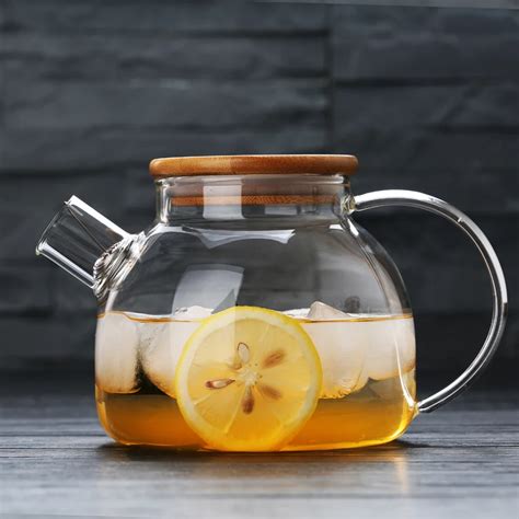 1600ml transparent glass teapot home explosion proof heat resistant ...