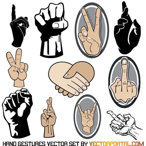 Hand gestures set Royalty Free Stock SVG Vector