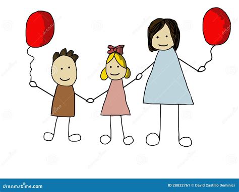 Doodle family stock illustration. Illustration of love - 28832761