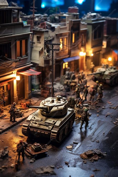 Premium AI Image | isometric miniature world diorama of a squad of ...