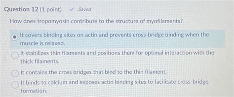 Solved How does tropomyosin contribute to the structure of | Chegg.com