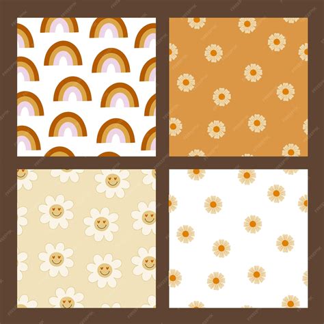 Premium Vector | Groovy seamless patterns