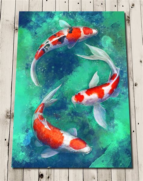 Amazon.com: Japanese Koi Fish Print Painting - Koi Carp Print - Zen Wall Artwork: Handmade