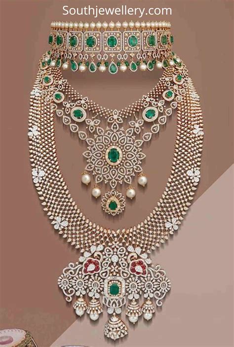 Bridal diamond necklace set by Mangatrai - Indian Jewellery Designs