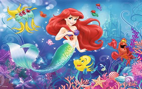 Cartoon Disney Princess Ariel The Little Mermaid fish Flounder Sebastian the crab Puzzle ...