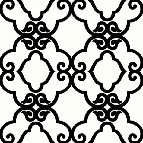 Black & White Commercial Scroll Trellis Wallpaper | Black Scroll ...