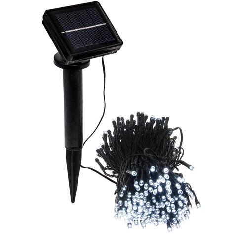 GreenLighting 200 Light 70 ft. Solar Powered Integrated LED White Christmas Outdoor String ...