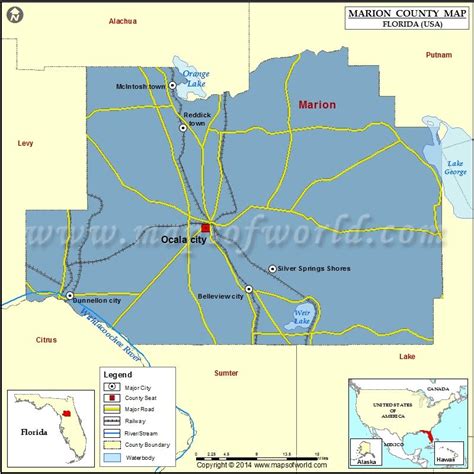 Marion County Map, Florida - Detailed Boundaries and Highways