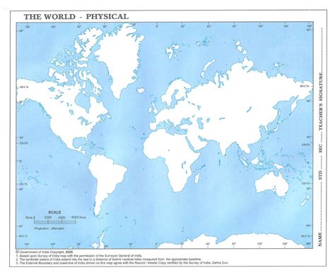 Physical Map of The World (Pack of 100) – StationeryDukan