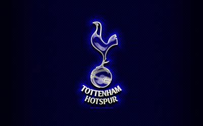 Download wallpapers Tottenham Hotspur FC, glass logo, blue rhombic ...