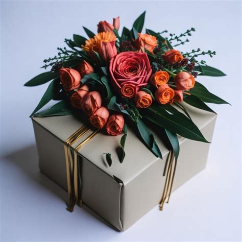 Premium AI Image | gift with box with flowers white background