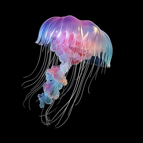 Premium Photo | Bioluminescent jellyfish in the dark ocean