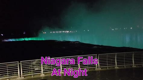 Niagara Falls At Night With Colored Spotlights