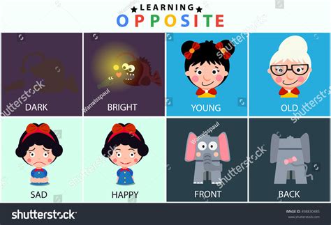 Cartoon Opposite Vocabulary Set Dark Bright: เวกเตอร์สต็อก (ปลอดค่าลิขสิทธิ์) 498830485 ...