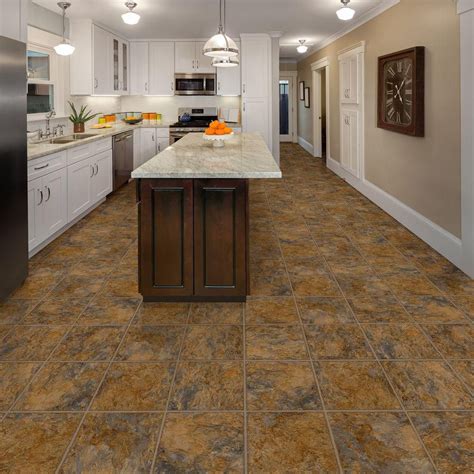 TrafficMaster Ashlar 12 in. W x 36 in. L Luxury Vinyl Tile Flooring (24 sq. ft. / case)-211713 ...