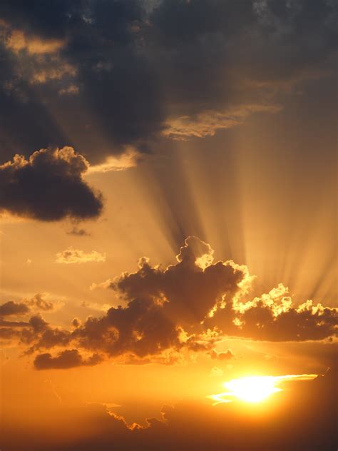 Sky mood afterglow sunset clouds sun rays free image download