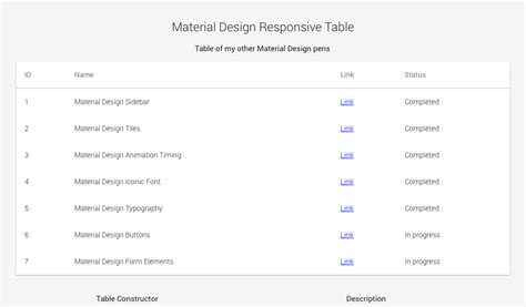 Material Design Responsive Table - - Fribly | Material design, Design, Css style