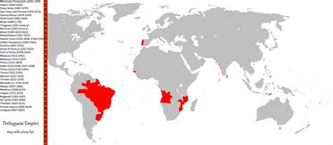 A map of Portuguese territory throughout it's Empire. : MapPorn