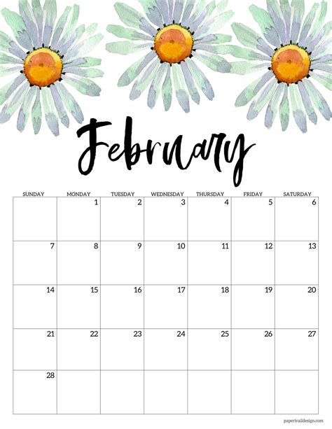 2021 Free Printable Calendar - Floral - Paper Trail Design