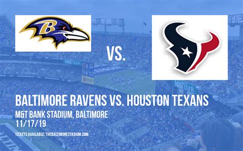 Baltimore Ravens vs. Houston Texans Tickets | 17th November | M&T Bank ...