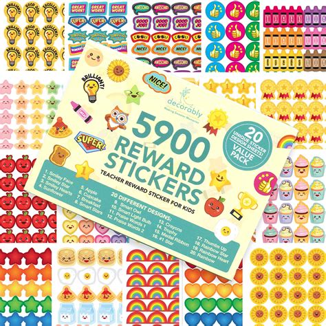 Buy 6492 Tiny Stickers for Kids Classroom - 60 Sheets of Reward ...