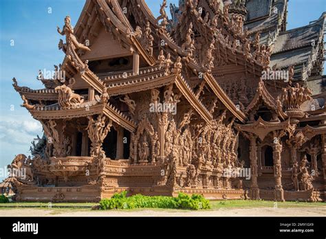 The Wood temple or Wat Sanctuary of Truth Temple in the city of Pattaya in the Province of ...