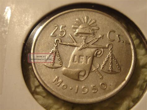 1950 Mexico 25 Centavo Silver Coin