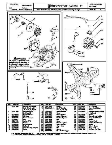 Husqvarna 450 Chainsaw Parts Manual