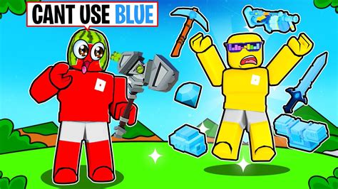 Roblox Bedwars But You Can't Use the Color BLUE - YouTube