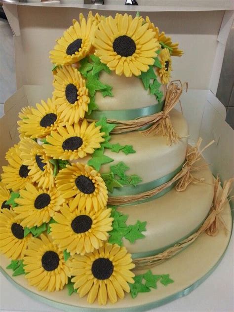 Sunflower, raffia and sage green wedding cake | Cake, Green wedding cake, Wedding cakes