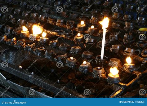 Candles Lighted for Prayer at Church Stock Image - Image of culture ...