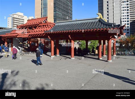 Pagoda structure at Portsmouth Square, near Chinatown, San Francisco Stock Photo - Alamy