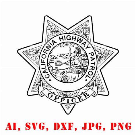 ArtStation - California Highway Patrol Officer svg CHP Officer vector Badge black white outline ...