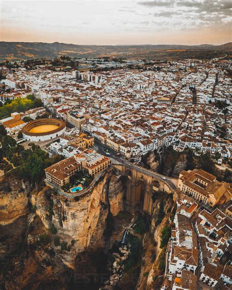 Aerial View of the city of Ronda, in Andalucia, Spain stock photo