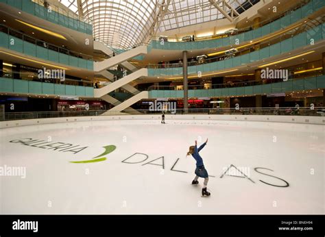 Girl skating in ice-skating ring at Galleria shopping mall in Dallas ...