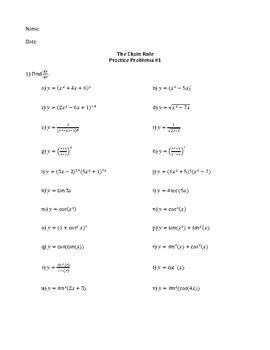 Chain Rule (with Trigonometry) by Algebra All Around | TpT