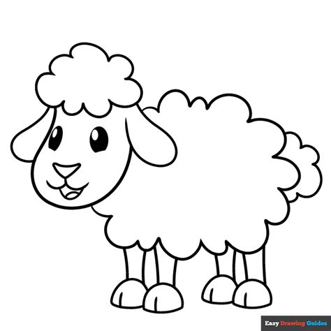 Cartoon Sheep Coloring Page | Easy Drawing Guides