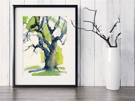 Oak Tree Print of Watercolor Painting Woods Watercolor Painting Print ...