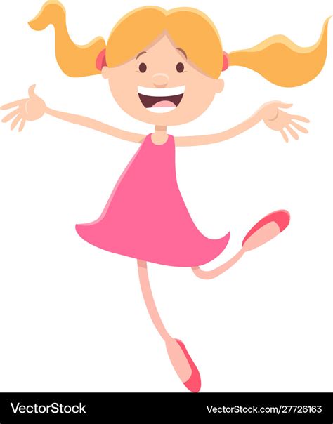 Happy girl character cartoon Royalty Free Vector Image