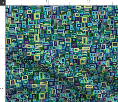 Crazy Squares in Greens, medium Fabric | Spoonflower