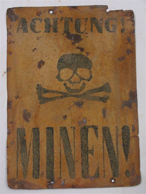 Achtung MINEN ww2 GERMAN Sign WWII Skull BONEs CrossBones MINES Stop GERMANY for Sale - Soviet ...