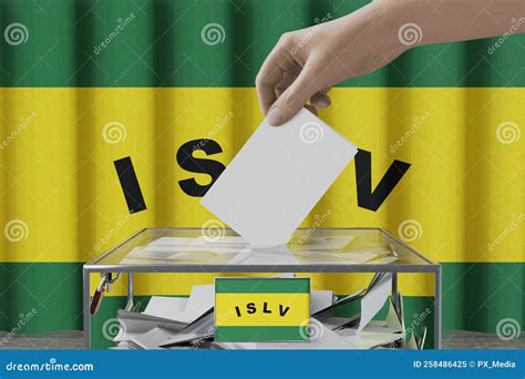 Leeward Islands Flag, Hand Dropping Ballot Card into a Box - Voting ...