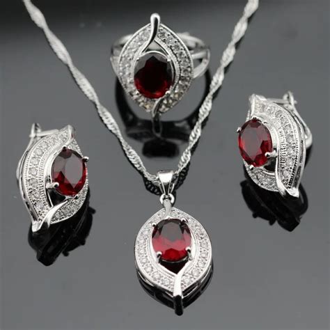 Aliexpress.com : Buy Handmade Silver Color Red Garnet Jewelry Sets For ...