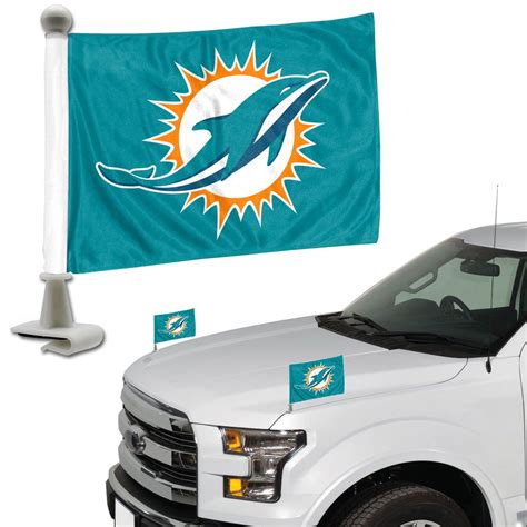 Miami Dolphins Team Ambassador Hood / Trunk Car Flag - Set of 2